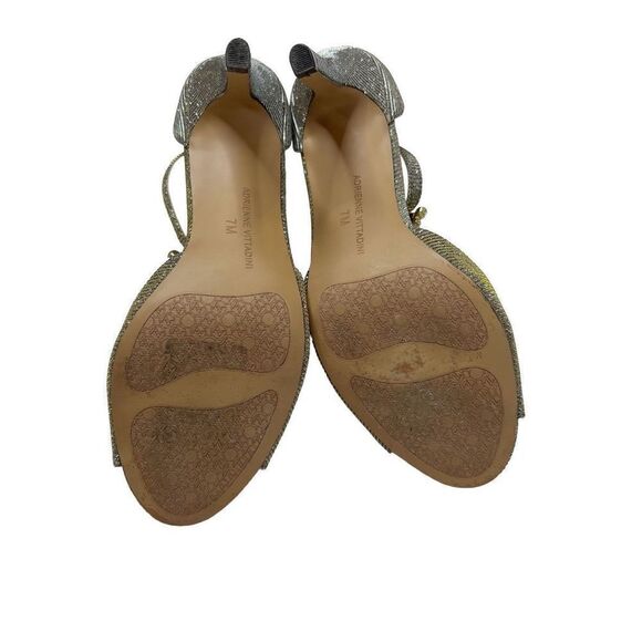 Adrienne Vittadini Gina gold glitter T strap open toe high heels size 7 - Picture 13 of 16